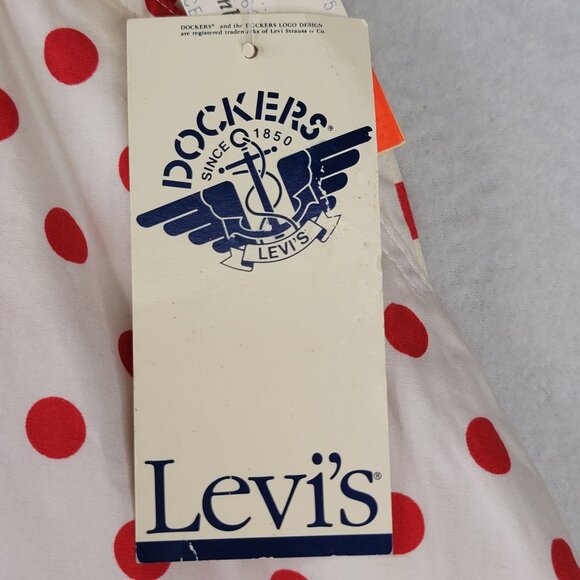 Vintage 80s Levis Docker Red Polka Dot Midi Skirt Size 14 Cotton Deadstock New - Picture 9 of 11